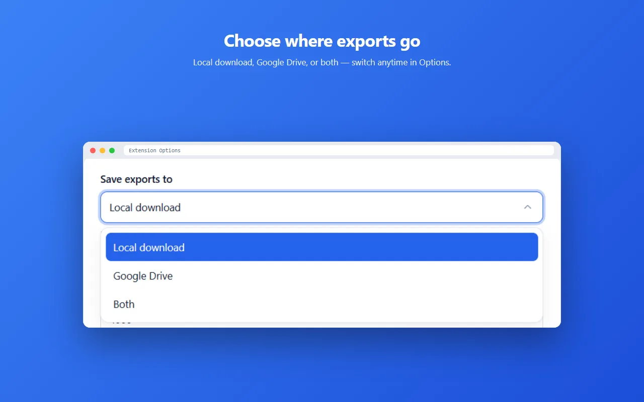Choose where exports go