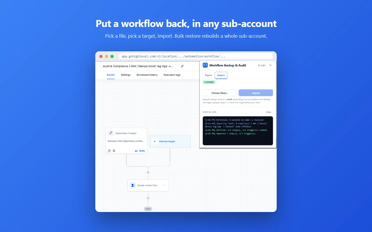 Put a workflow back